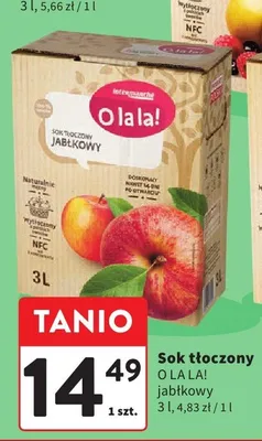 Sok tłoczony Olala! jabłkowy 3l promocja w Intermarche