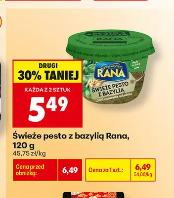 Świeże pesto z bazylią Rana promocja w Biedronka