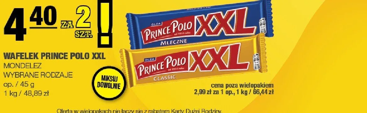 Wafelek Prince Polo XXL promocja w SPAR