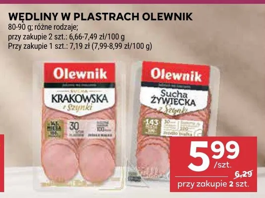 Wędliny w plastrach krakowska, sucha żywiecka promocja w Stokrotka