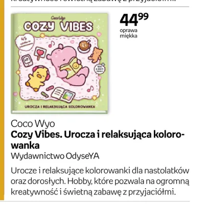 Książka Cozy Vibes. Urocza i relaksująca kolorowanka Coco Wyo promocja w Empik