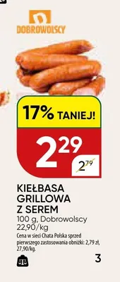 Kiełbasa grillowa z serem Dobrowolscy promocja w Chata Polska
