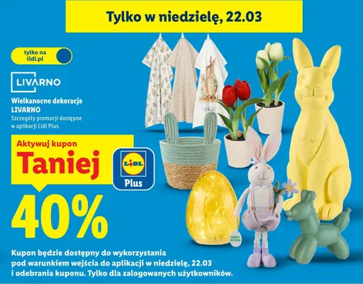 Wielkanocne dekoracje -40% promocja w Lidl