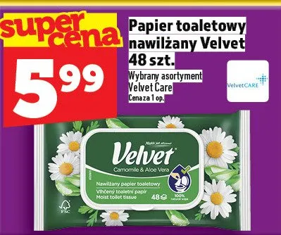 Papier toaletowy nawilżany Velvet promocja w TOPAZ