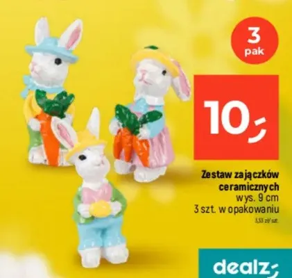 Zestaw zajączków ceramicznych 3 szt. w opakowaniu promocja w Dealz