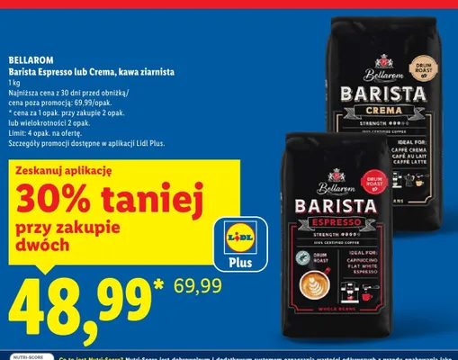 Kawa Barista Crema ziarnista 1 kg promocja w Lidl