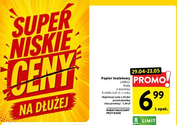 Papier toaletowy Labell biały 2 warstwy promocja w Intermarche