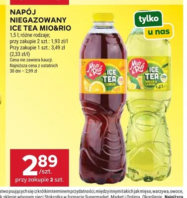 Napój niegazowany Ice Tea Mio&Rio cytrynowy promocja w Stokrotka