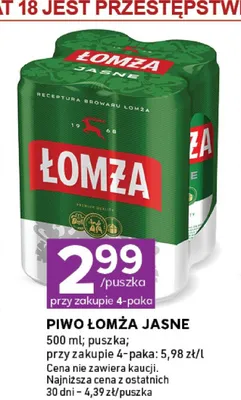 Piwo Łomża Jasne 4-pak 500 ml promocja w Stokrotka