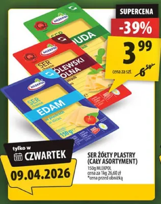 Ser żółty plastry (cały asortyment) promocja w Arhelan