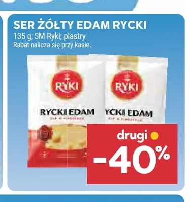 Ser żółty Edam w plastrach SM Ryki promocja w Stokrotka