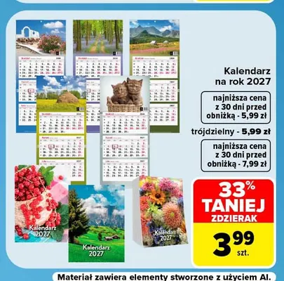 Kalendarz zdzierak na rok 2027 promocja w Carrefour