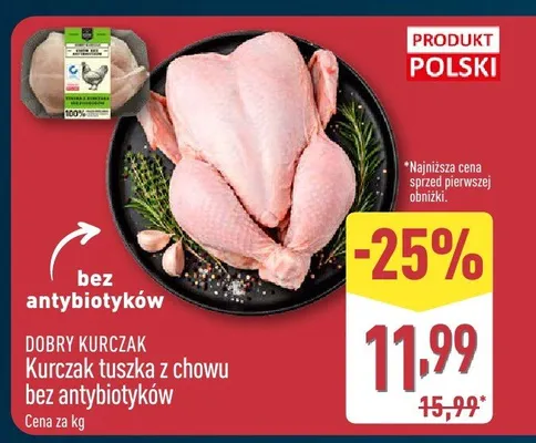 Kurczak tuszka z chowu bez antybiotyków promocja w Aldi