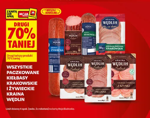 Kiełbasa Żywiecka z szynki Kraina Wędlin Select promocja w Biedronka