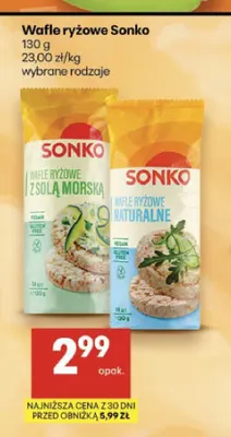 Wafle ryżowe z solą morską Sonko promocja w Delikatesy Centrum