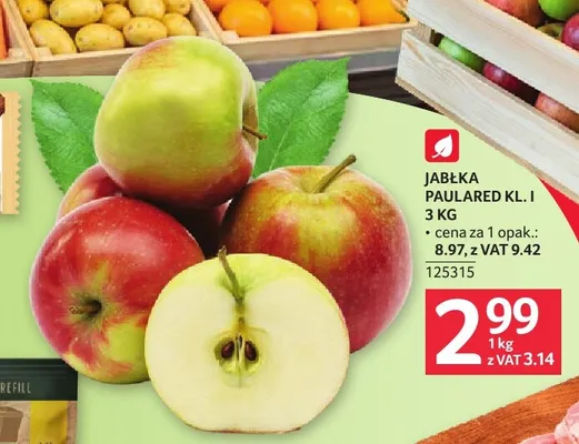 Jabłka Paulared klasa I promocja w Selgros