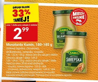 Musztarda Kamis stołowa łagodna promocja w Twój Market