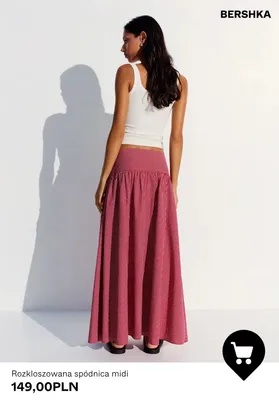 Spódnica rozkloszowana midi Bershka promocja w Bershka