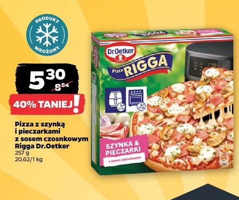 Pizza z szynką i pieczarkami z sosem czosnkowym Rigga Dr.Oetker promocja w Netto