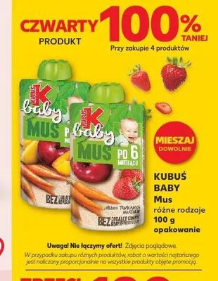 Mus + kaszka jabłko-banan-morela Kubuś baby promocja w Kaufland