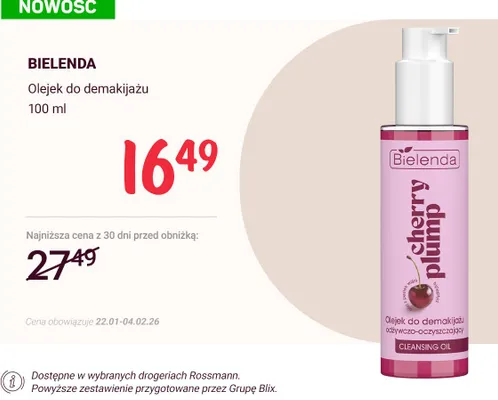 Olejek do demakijażu Cherry Plump promocja w Rossmann