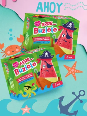 Lody wodne Amore Gusto Arrr... Buziole o smaku arbuzowym i jabłkowe z kawałkami czekolady promocja w POLOmarket