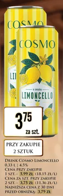 Drink Cosmo o smaku Limoncello promocja w Dino