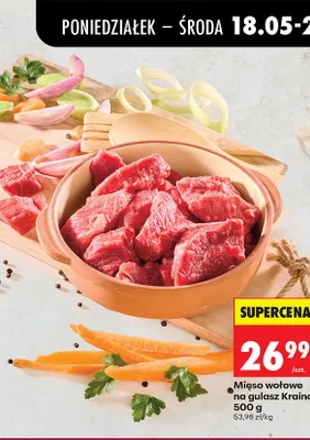Mięso wołowe na gulasz Kraina Mięs promocja w Biedronka