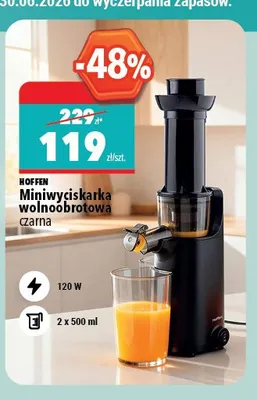 Miniwyciskarka wolnoobrotowa Hoffen czarna promocja w Biedronka Home