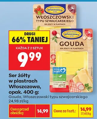 Ser żółty w plastrach Gouda promocja w Biedronka