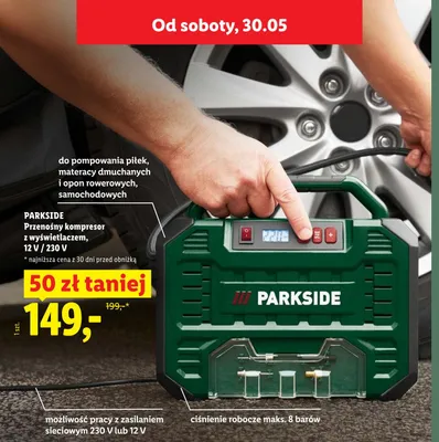 Przenośny kompresor z wyświetlaczem PARKSIDE 12V / 230V promocja w Lidl