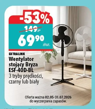 Wentylator stojący Extralink Bryza ESF-40D-BL 3 tryby prędkości biały promocja w Biedronka Home