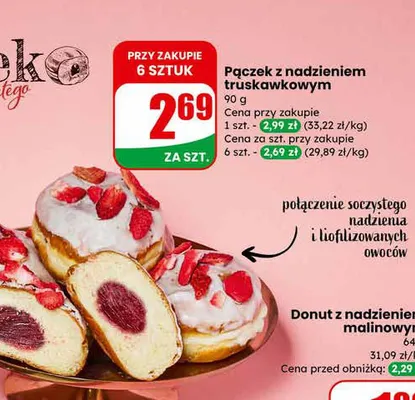 Pączek z nadzieniem truskawkowym promocja w Dino