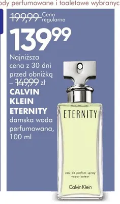 Woda perfumowana damska Calvin Klein Eternity promocja w Super-Pharm