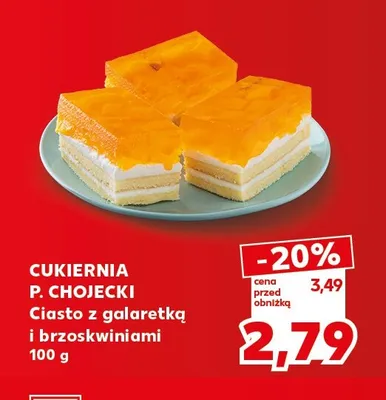 Ciasto z galaretką i brzoskwiniami Cukiernia P. Chojecki promocja w Kaufland