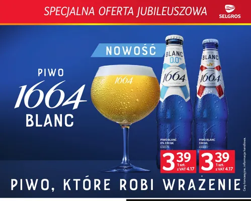 Piwo bezalkoholowe 1664 Blanc promocja w Selgros