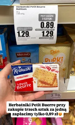 Herbatniki Krakuski Petit Beurre promocja w Dino