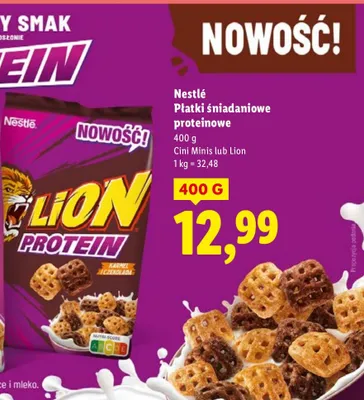 Płatki śniadaniowe proteinowe Lion promocja w Lidl