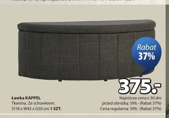 Ławka KAPPEL S118xW45xG50cm promocja w Jysk