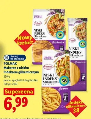 Makaron z niskim indeksem glikemicznym Polmak penne promocja w Lidl