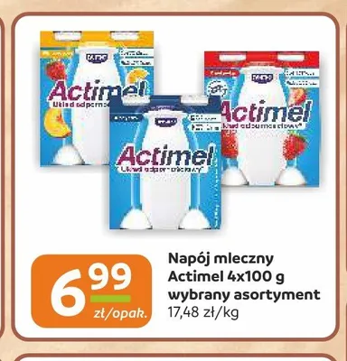 Napój mleczny Actimel 4-pak 100 g promocja w Społem Częstochowa