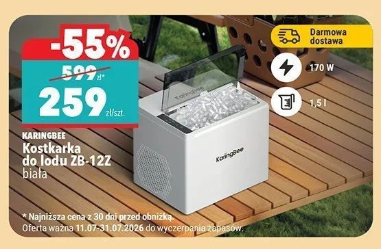 Kostkarka do lodu Karingbee ZB-12Z biała promocja w Biedronka