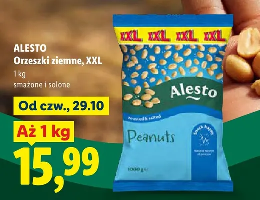 Orzeszki ziemne XXL smażone i solone Alesto promocja w Lidl