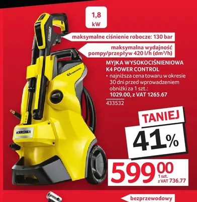 Myjka wysokociśnieniowa K4 Power Control Kärcher promocja w Selgros