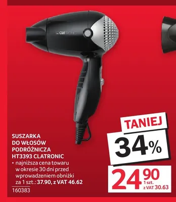 Suszarka do włosów podróżnicza HT3393 Clatronic promocja w Selgros