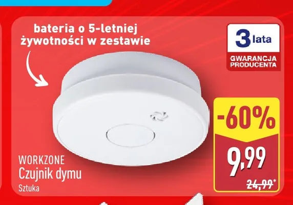 Czujnik dymu Workzone promocja w Aldi