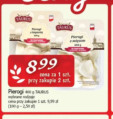 Pierogi z kapustą Taurus promocja w CEZAR Delikatesy