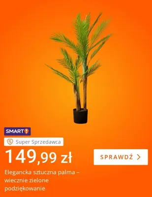 Elegancka sztuczna palma promocja w Allegro