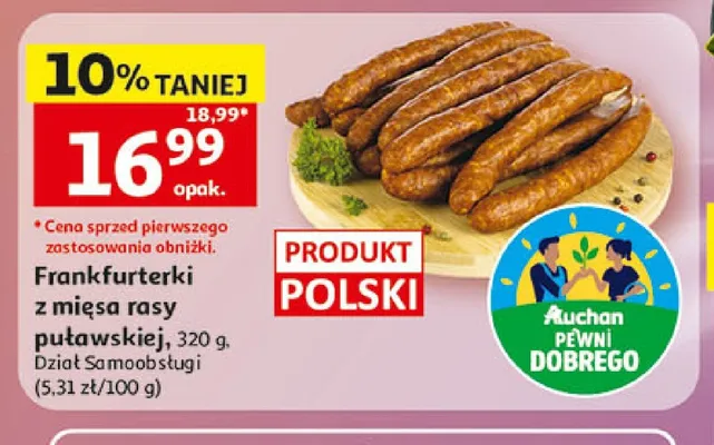 Frankfurterki z mięsa rasy puławskiej polskie promocja w Auchan
