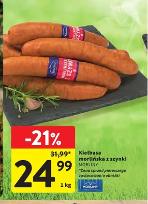 Kiełbasa morlińska z szynki MORLINY promocja w Intermarche